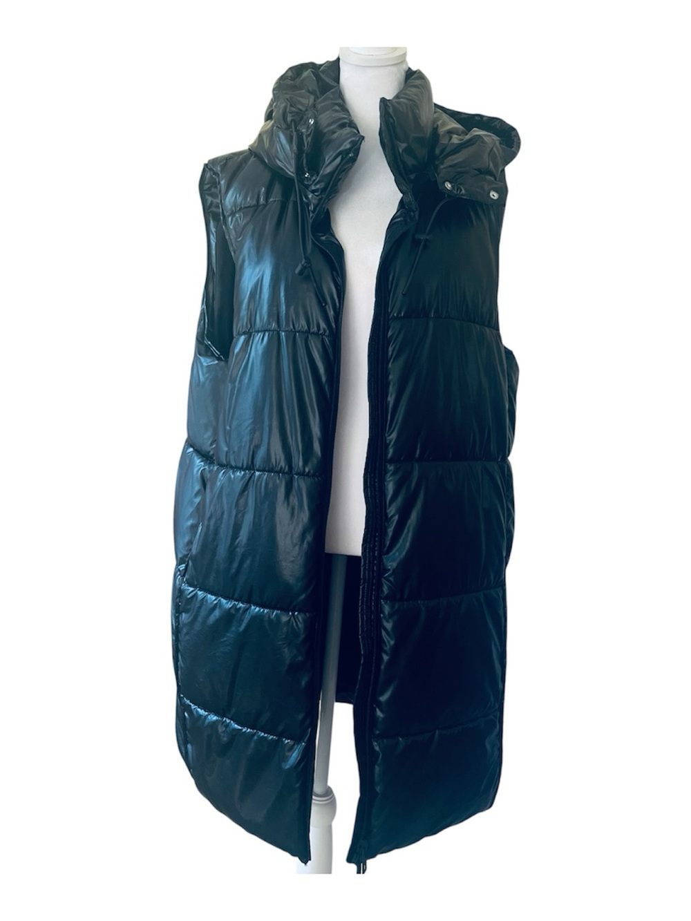 "ZARA TRF HEAT PWR Long Puffer Vest Gilet Black Like New XL & L